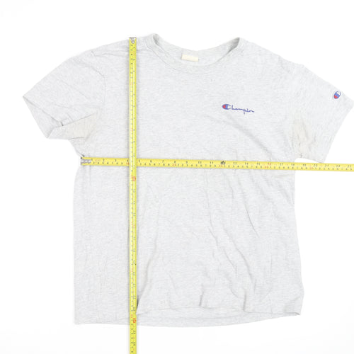Champion Men's Grey Small Crew Neck Logo T-Shirt