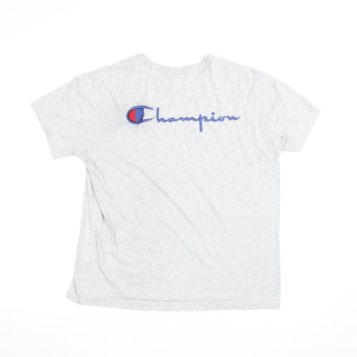 Champion Men's Grey Small Crew Neck Logo T-Shirt