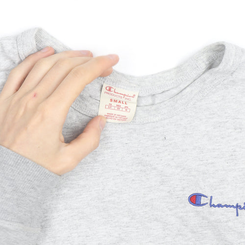 Champion Men's Grey Small Crew Neck Logo T-Shirt