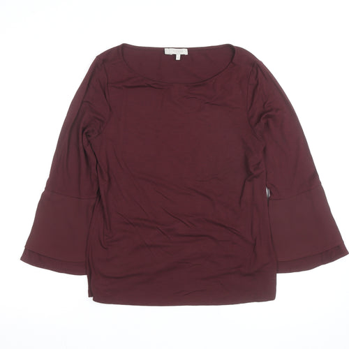 Hobbs Women Red Bell Sleeve Viscose Jersey Blouse Size M