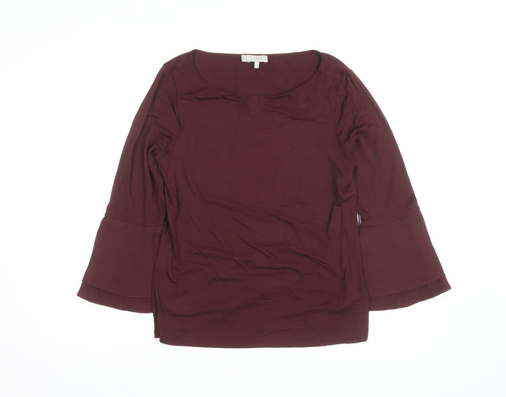 Hobbs Women Red Bell Sleeve Viscose Jersey Blouse Size M