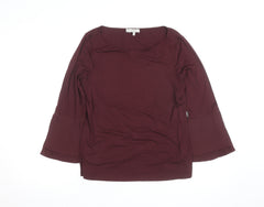 Hobbs Women Red Bell Sleeve Viscose Jersey Blouse Size M
