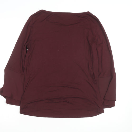Hobbs Women Red Bell Sleeve Viscose Jersey Blouse Size M