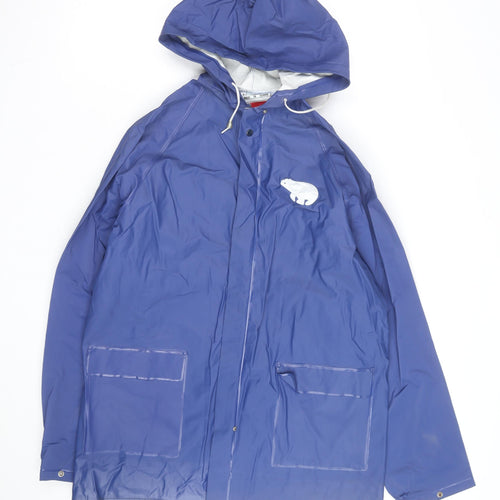 Uniroyal Men's Blue Waterproof Long Rain Coat Jacket Hooded Size S