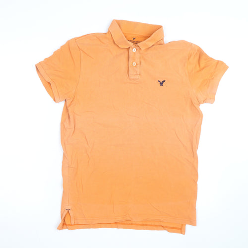 American Eagle Men's Orange Classic Fit Cotton Polo Shirt M