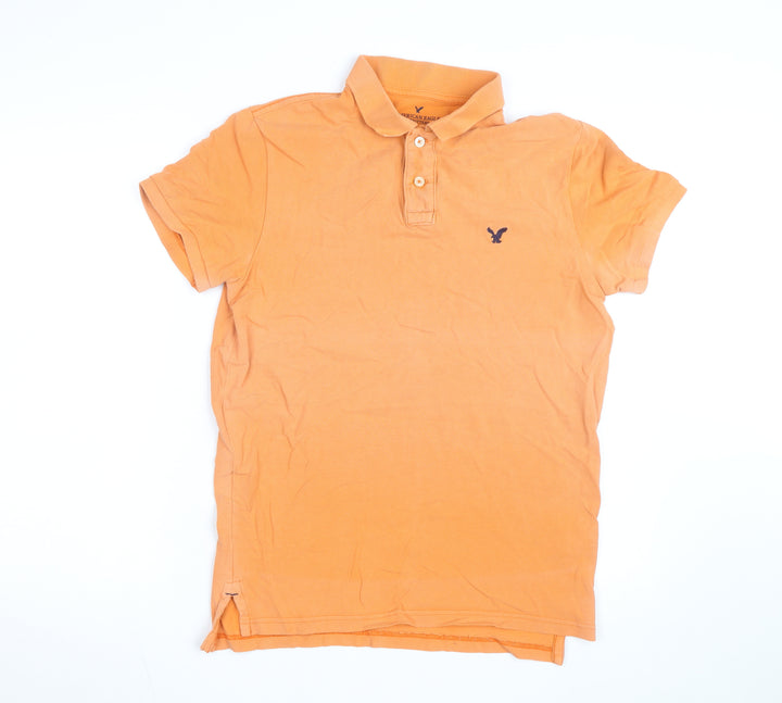 American Eagle Men's Orange Classic Fit Cotton Polo Shirt M