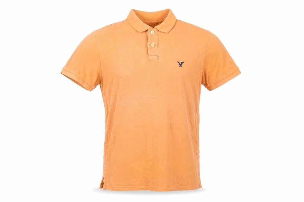 American Eagle Men's Orange Classic Fit Cotton Polo Shirt M