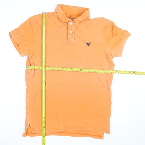 American Eagle Men's Orange Classic Fit Cotton Polo Shirt M