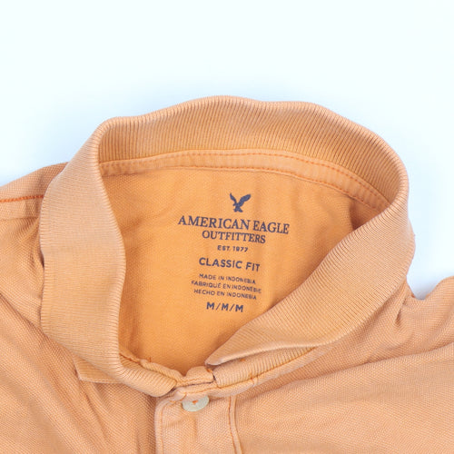 American Eagle Men's Orange Classic Fit Cotton Polo Shirt M