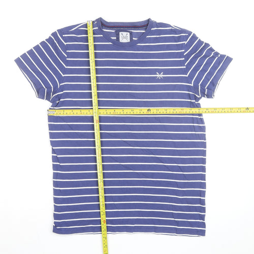Crew Clothing Co. Men's Blue Striped Cotton Crew Neck T-Shirt Size S