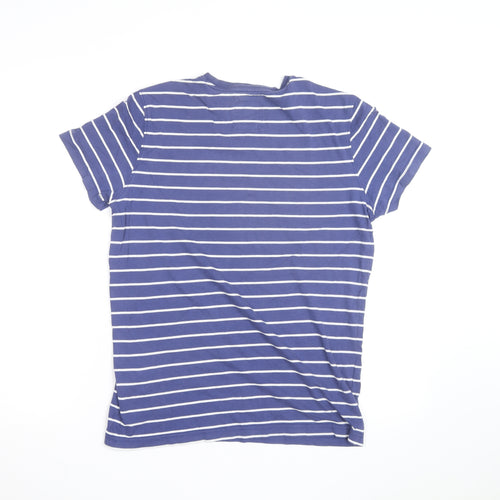 Crew Clothing Co. Men's Blue Striped Cotton Crew Neck T-Shirt Size S