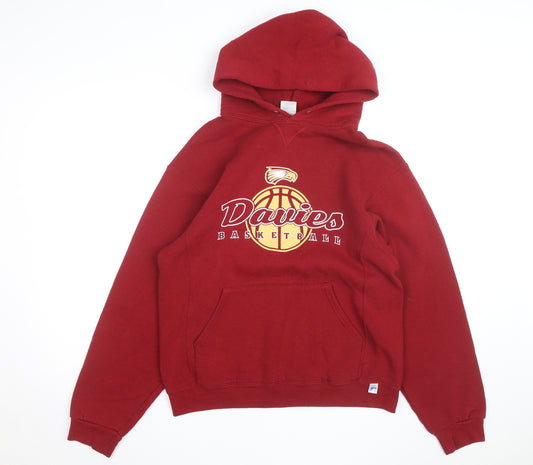 Russell Athletic Men's Red Pullover Hoodie Medium Graphic Sportswear