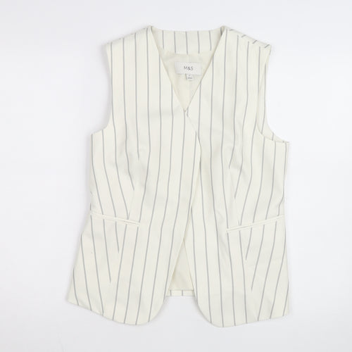 Marks and Spencer Women Ivory Striped Sleeveless Tunic Blouse Size 10