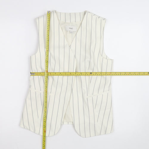 Marks and Spencer Women Ivory Striped Sleeveless Tunic Blouse Size 10