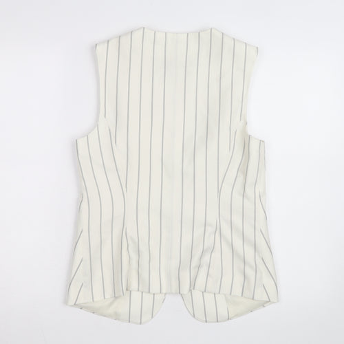 Marks and Spencer Women Ivory Striped Sleeveless Tunic Blouse Size 10