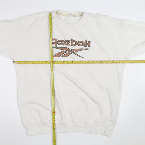 Reebok Men's White XL Pullover Sweatshirt Vintage Logo Crew Neck