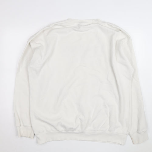 Reebok Men's White XL Pullover Sweatshirt Vintage Logo Crew Neck