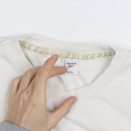 Reebok Men's White XL Pullover Sweatshirt Vintage Logo Crew Neck