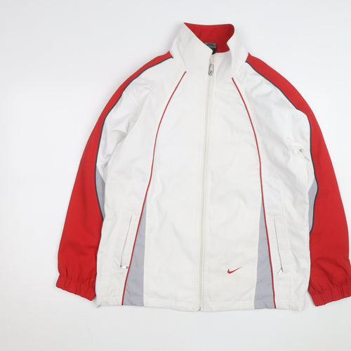 Nike Men's White Red 2XL Windbreaker Jacket Full Zip Sportswear