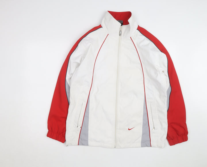 Nike Men's White Red 2XL Windbreaker Jacket Full Zip Sportswear