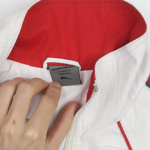 Nike Men's White Red 2XL Windbreaker Jacket Full Zip Sportswear