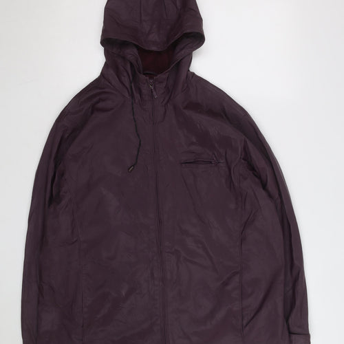 Basic Editions Men's Purple Hooded Nylon Windbreaker Jacket L