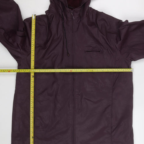 Basic Editions Men's Purple Hooded Nylon Windbreaker Jacket L