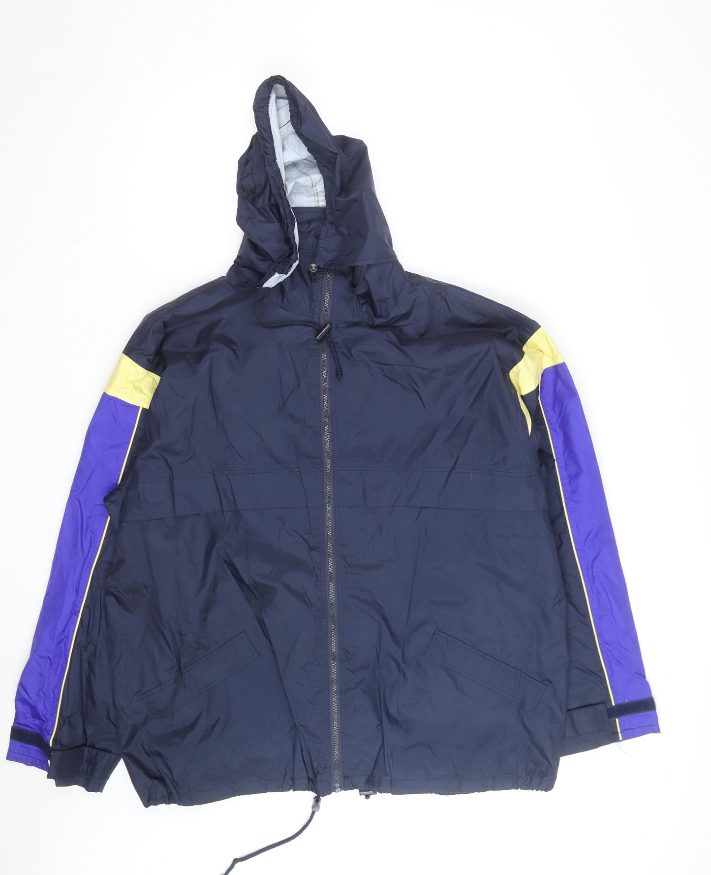 Folk Collection Men's Blue L Hooded Windbreaker Jacket