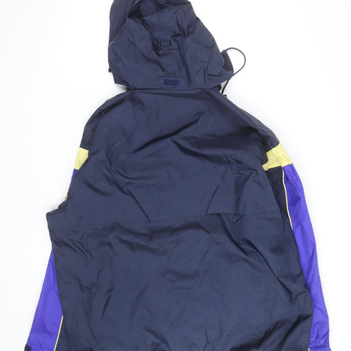 Folk Collection Men's Blue L Hooded Windbreaker Jacket