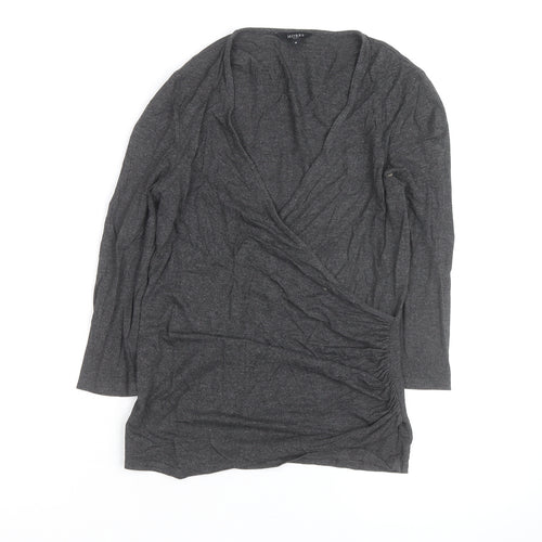 Hobbs Women’s Grey Wrap Jersey Blouse Long Sleeve Size S