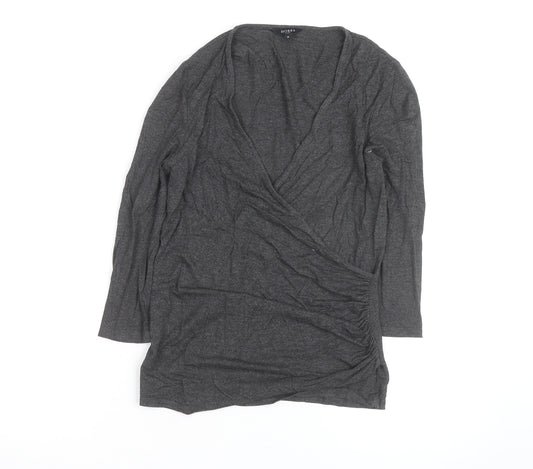 Hobbs Women’s Grey Wrap Jersey Blouse Long Sleeve Size S