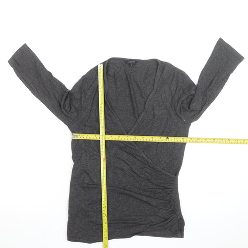 Hobbs Women’s Grey Wrap Jersey Blouse Long Sleeve Size S