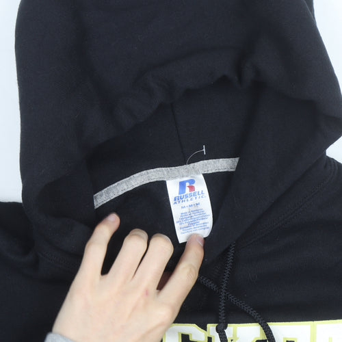 Russell Athletic Men's Black Pullover Hoodie M Graphic Sports Fleece