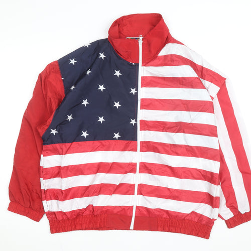 Angel Sports Men's Multicoloured XL USA Flag Windbreaker Jacket