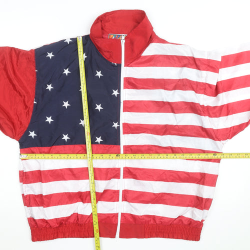 Angel Sports Men's Multicoloured XL USA Flag Windbreaker Jacket