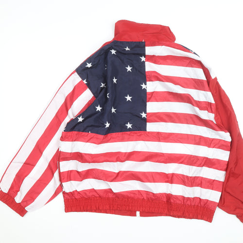 Angel Sports Men's Multicoloured XL USA Flag Windbreaker Jacket