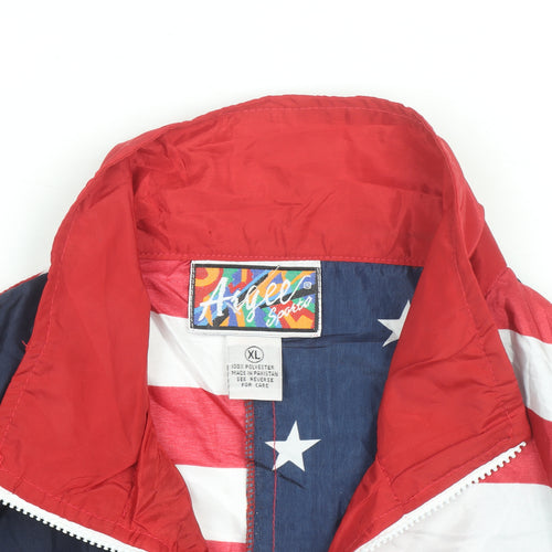 Angel Sports Men's Multicoloured XL USA Flag Windbreaker Jacket