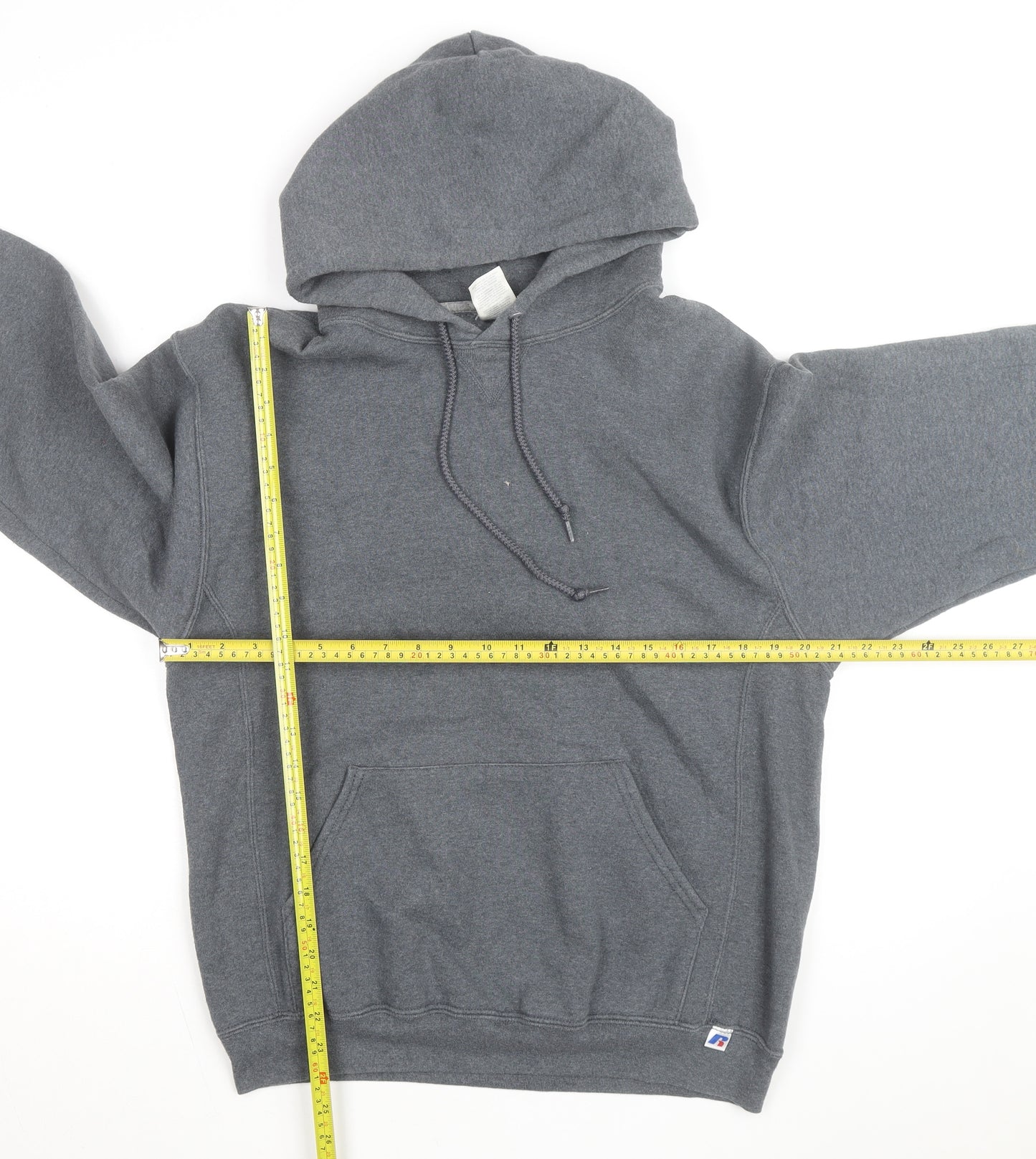 Russell Athletic Men’s Grey Pullover Hoodie M Regular Fit Fleece