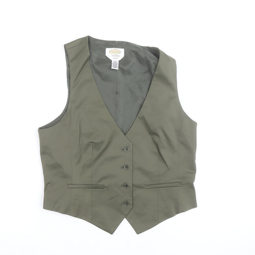 Talbots Women Khaki Green Suit Waistcoat Size 10 Stretch Classic Fit