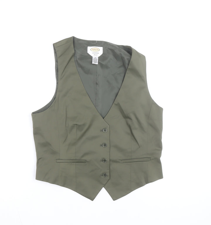 Talbots Women Khaki Green Suit Waistcoat Size 10 Stretch Classic Fit