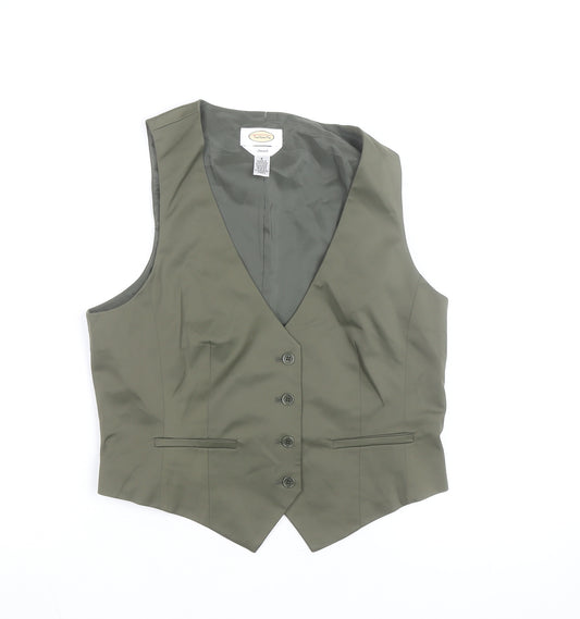 Talbots Women Khaki Green Suit Waistcoat Size 10 Stretch Classic Fit