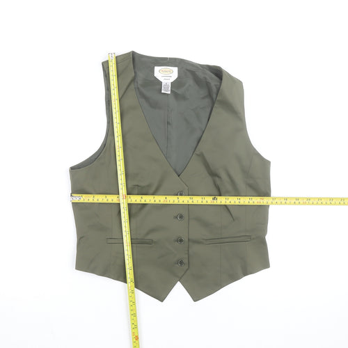 Talbots Women Khaki Green Suit Waistcoat Size 10 Stretch Classic Fit