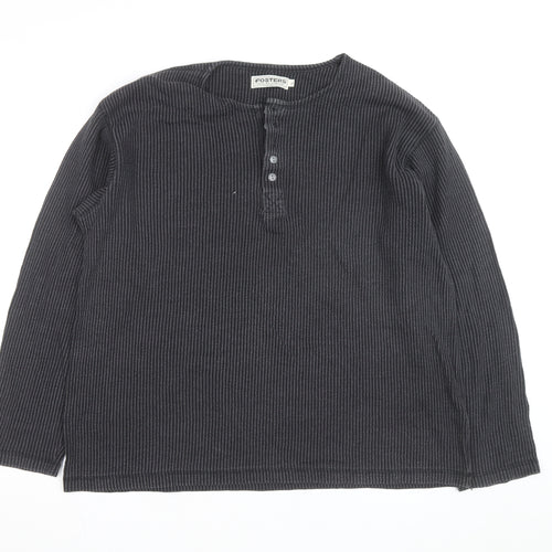 Fosters Trading Company Men's Grey Henley Jumper Size L