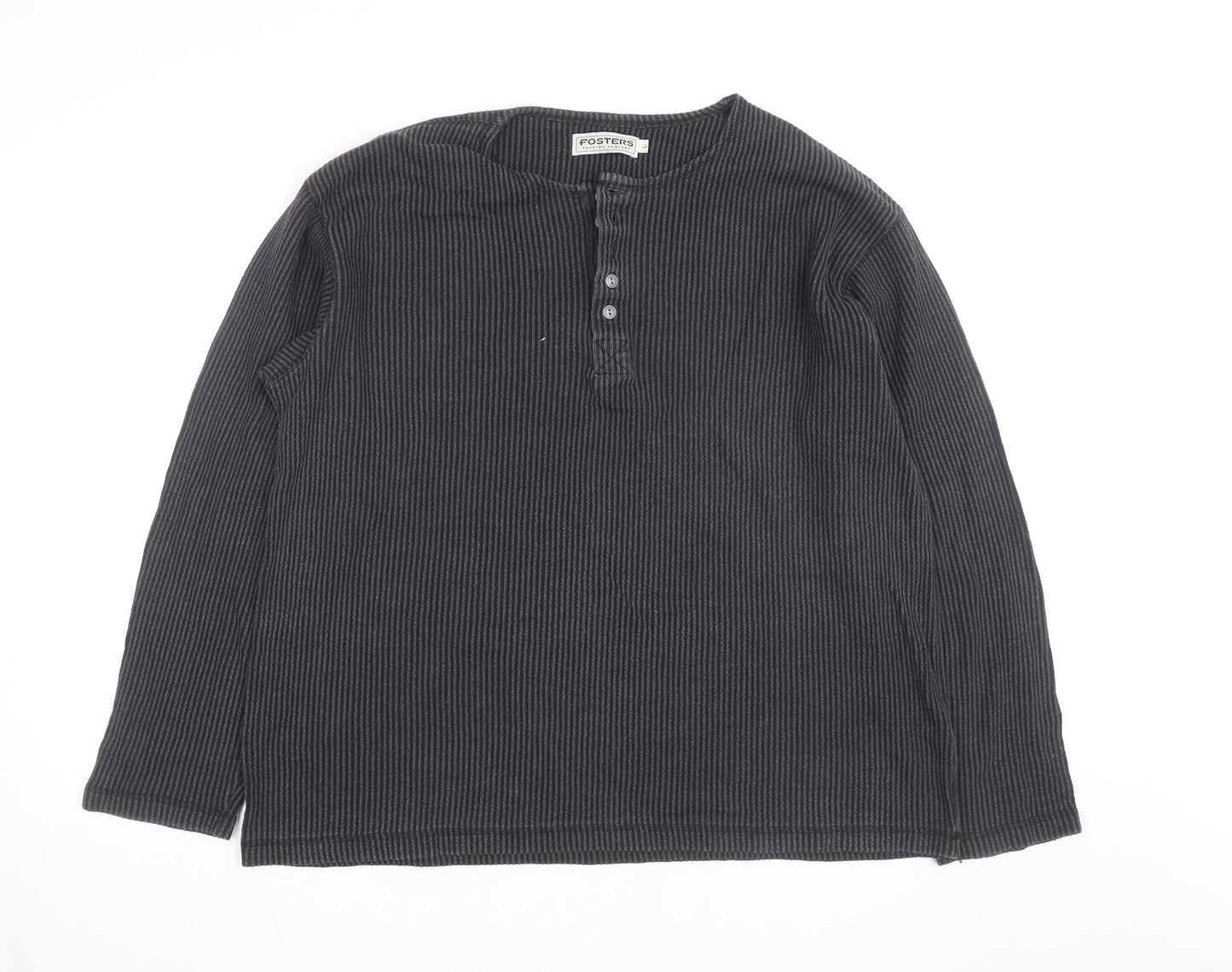 Fosters Trading Company Men's Grey Henley Jumper Size L