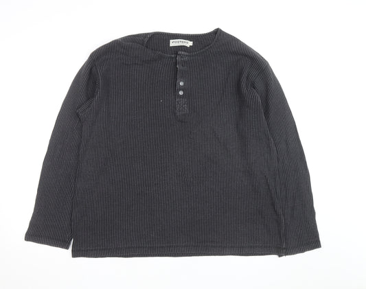 Fosters Trading Company Men's Grey Henley Jumper Size L