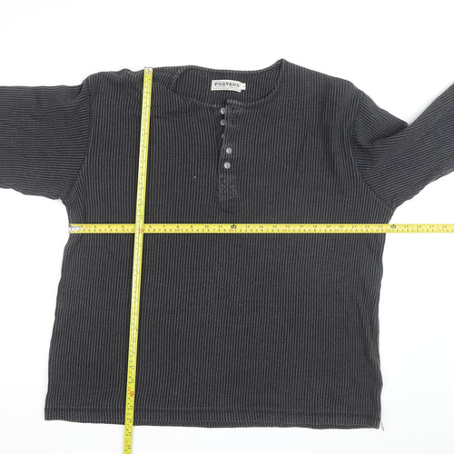 Fosters Trading Company Men's Grey Henley Jumper Size L