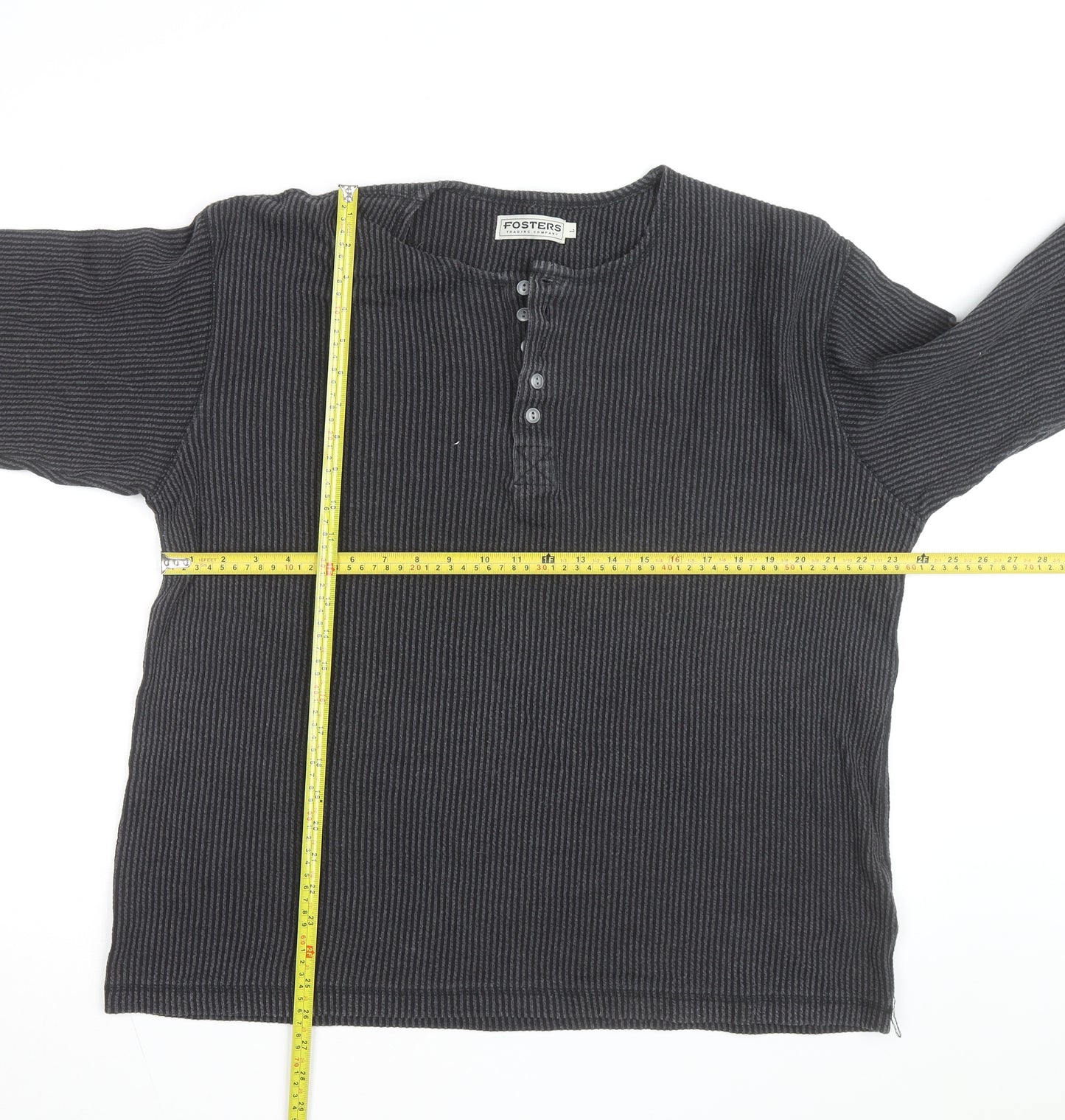 Fosters Trading Company Men's Grey Henley Jumper Size L
