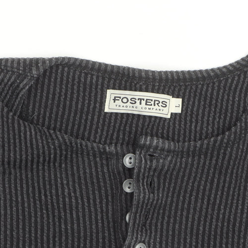 Fosters Trading Company Men's Grey Henley Jumper Size L