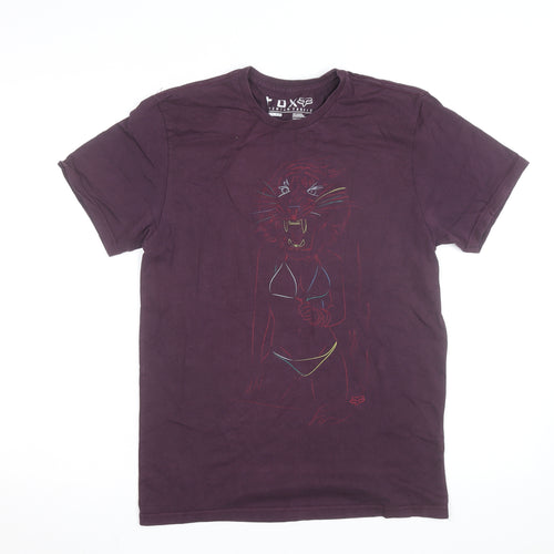 Fox Men's Purple Slim Fit Graphic Animal T-Shirt Size M