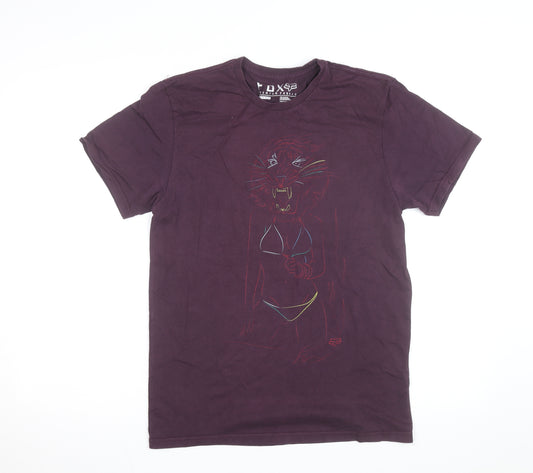 Fox Men's Purple Slim Fit Graphic Animal T-Shirt Size M